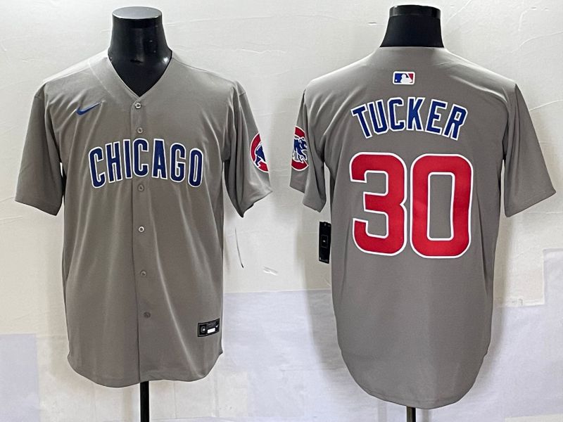Men 2025 Chicago Cubs #30 Tucker Grey Game Nike MLB Jersey style 7031